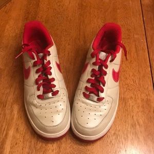 Red and Beige Nike Air Force 1’s